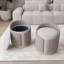 Repose-pieds deux tons avec rangement ou tabouret de coiffeuse, taupe