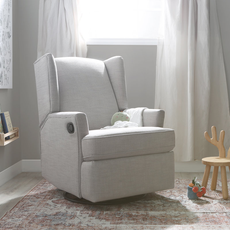 Swivel Reclining Glider, Gray Polyester Blend