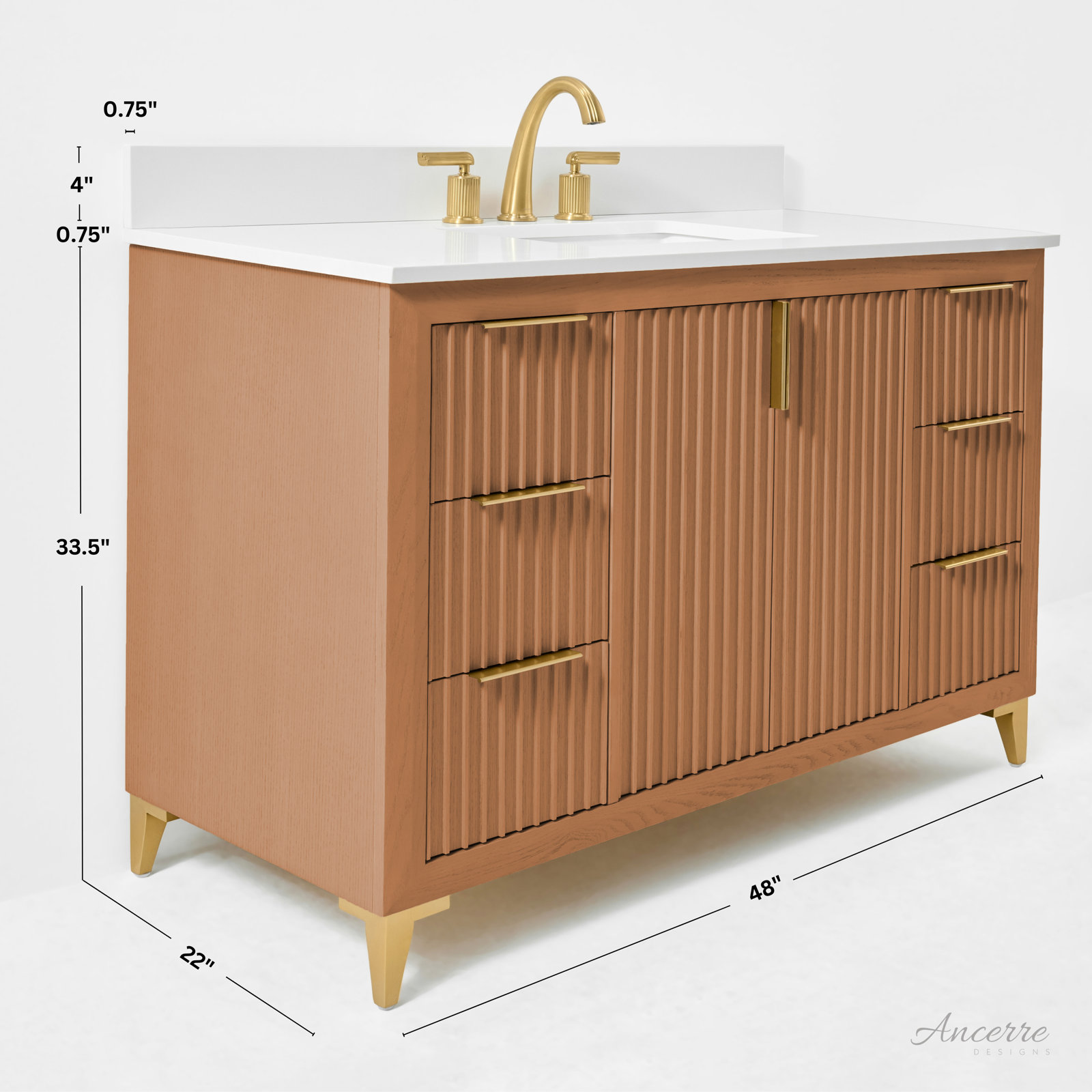 Turlington Oak Single Bathroom Vanity, Sienna, 48"
