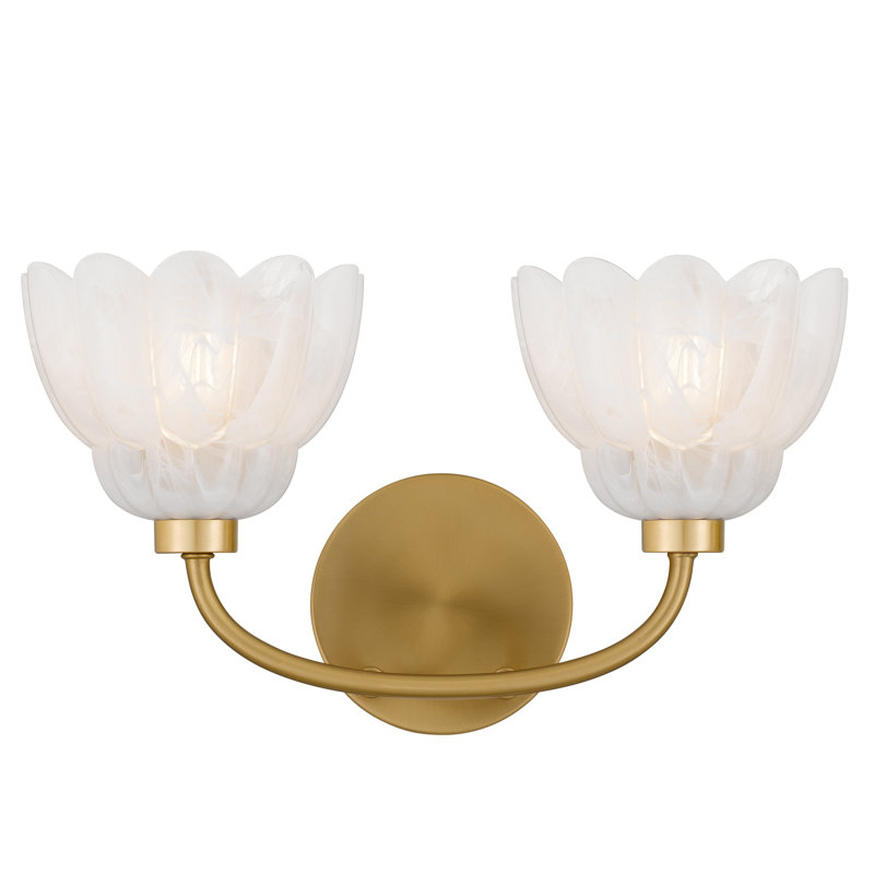 Éclairage pour salle de bain 2 lumières Whitecap, Deux lumières, Or brossé, Blanc