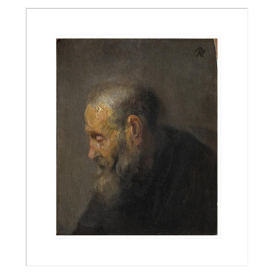 Étude d'un vieil homme de profil par Rembrandt van Rijn - Estampe numérique encadrée