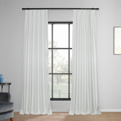 Solid Performance Linen French Pleated Thermal Blackout Curtains for Bedroom & Living Room Curtains Single Panel