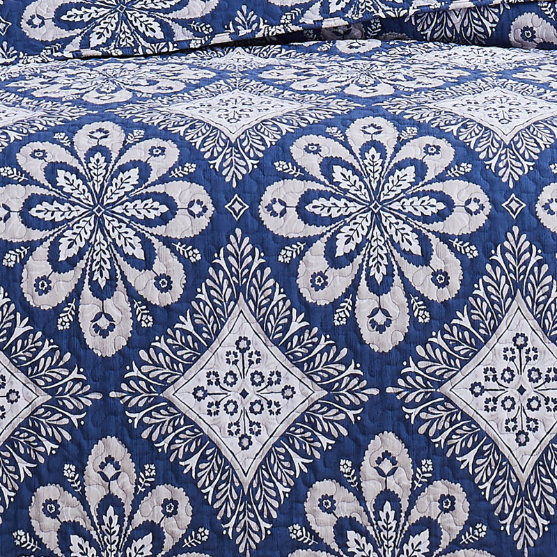 Tranquility Microfiber Quilt Set, Blue, Full/Queen Quilt + 2 Shams