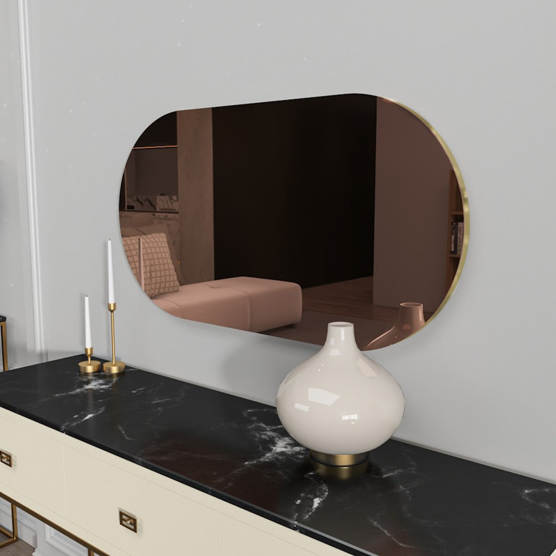 Modern Bronze & Gold Wall Mirror, 17.7 x 33.5 x 0.9 inches | 100% MDF with Ecological Flotal-E Finish | Stylish Home Decor for Living Room & Entryway, Easy Wall-Mount Design, Sleek and Contemporary Look