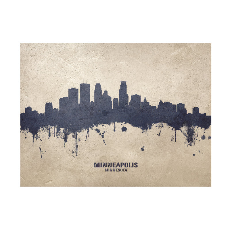 «Minneapolis Minnesota Skyline Concrete» par Michael Tompsett, impression sur toile tendue, H 24 po x l 32 po x P 2 po