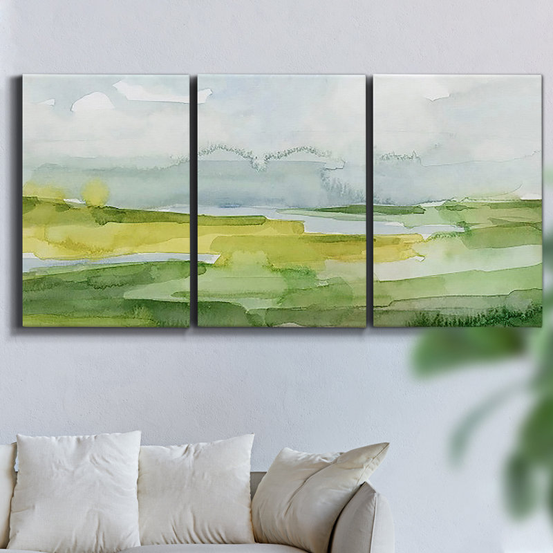 «Misty Autumn Forest II», reproduction sur toile 3 pièces, H 48 po x l 96 po x P 2 po