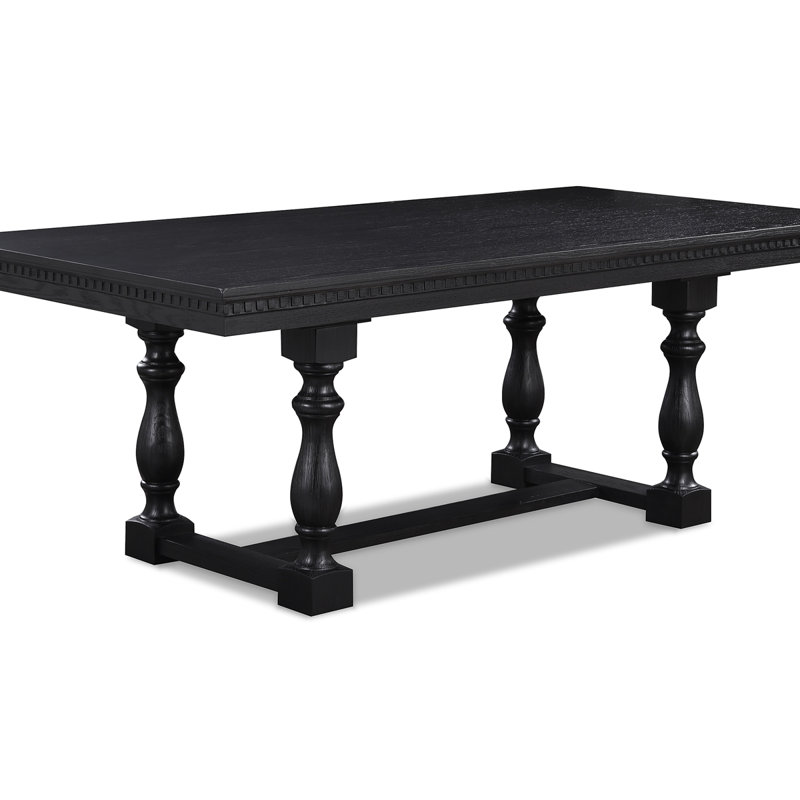 Transitional Rustic Trestle Dining Table 1Pc Wooden Solid Wood Wooden Dining Table Rectangular Black Table