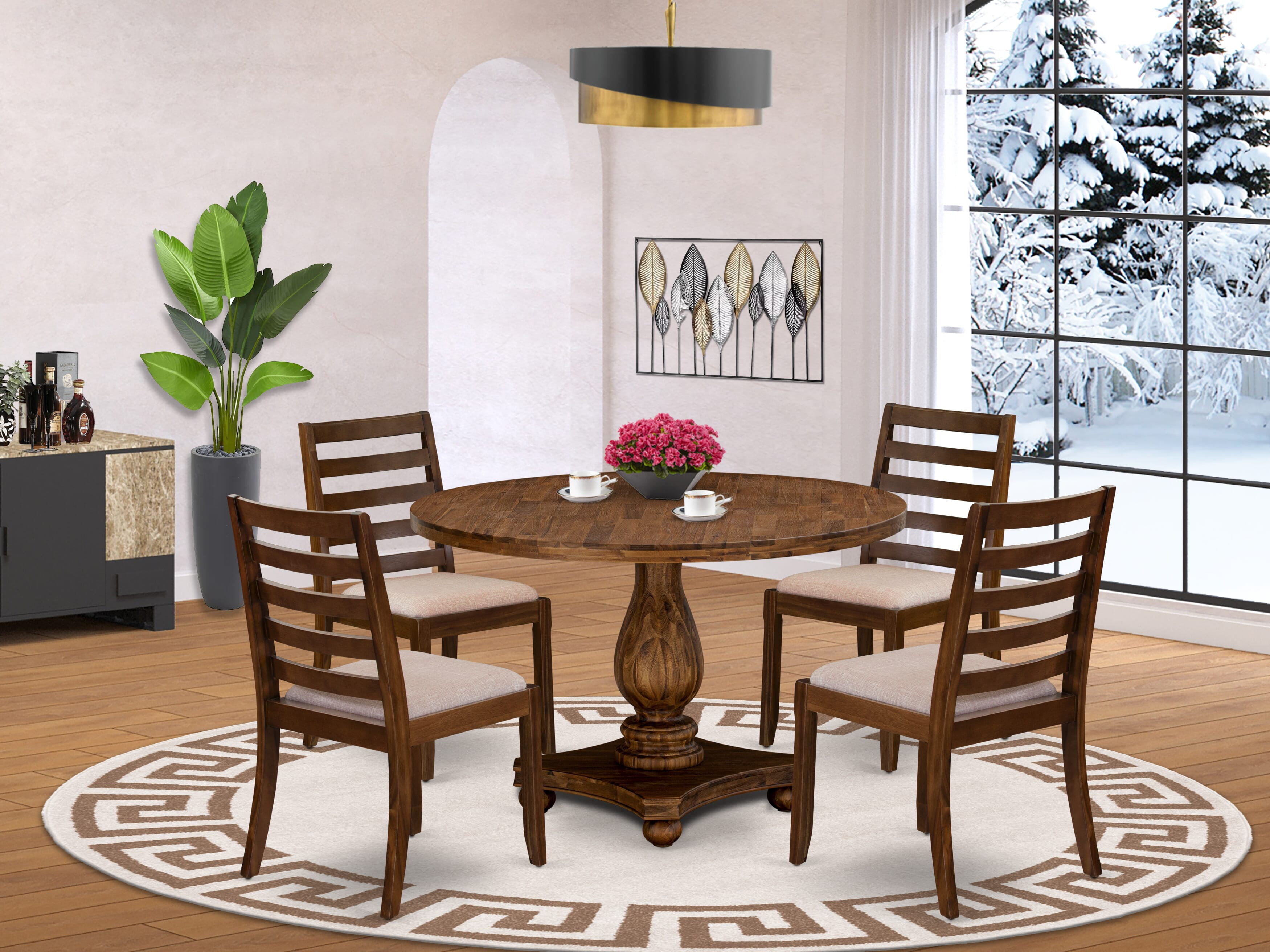 Alcott Hill Kitchen Table set included a Round Kitchen Table and Light ...