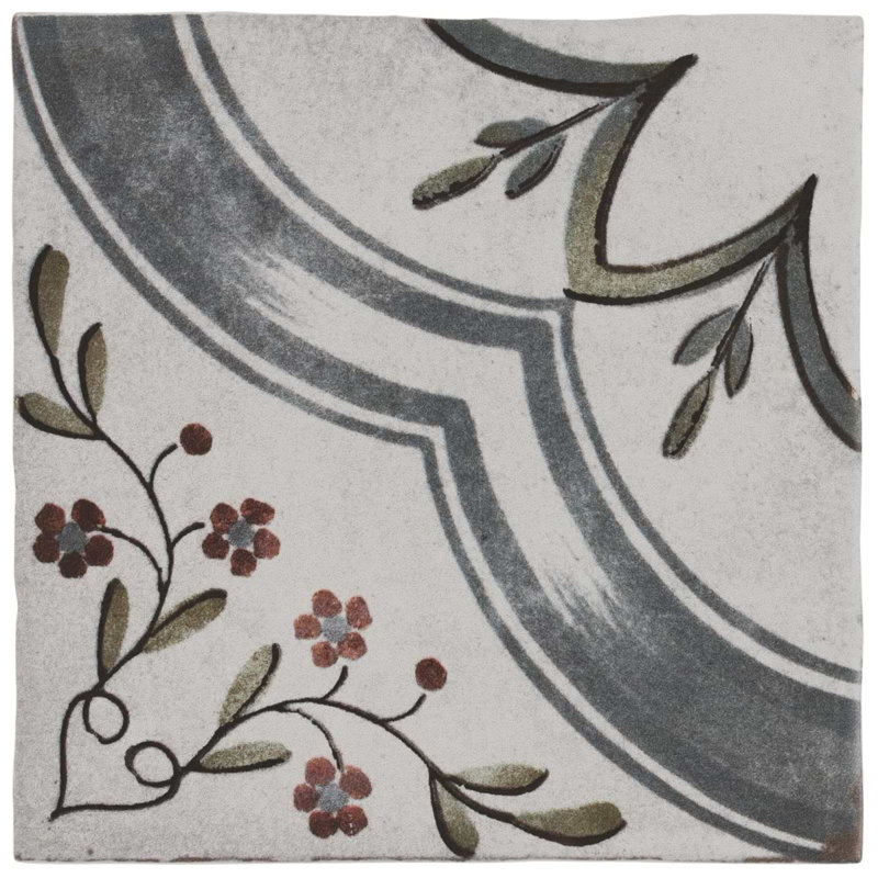 Paula Purroy Talia 5x5 Matte Ceramic Tile, Blossom Blue Gray