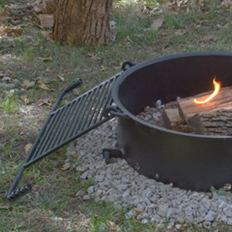 Heavy-Duty Black Steel Fire Pit with Swivel Cooking Grate