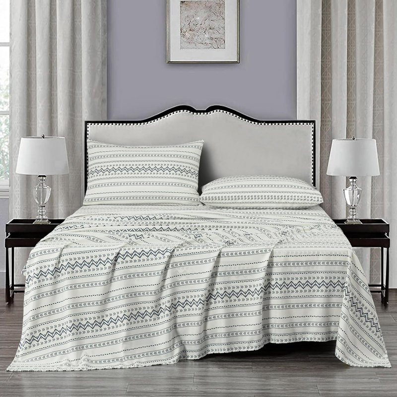 Colby Southwestern Lodge Printed Microfiber Bed Sheet Set, Queen Sheet Set with 2 Pillowcases
