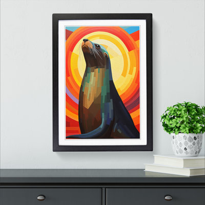 Sea Lion Constructivism No.3 - Single Picture Frame Print on Wood