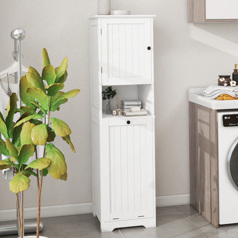 Armoire de trieur de linge inclinable à un compartiment et une porte - Blanc