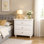 Table de chevet blanche, table de chevet moderne en bois à 3 tiroirs 22 po avec tiroirs silencieux et grand rangement, table de bout pour la chambre à coucher et le salon