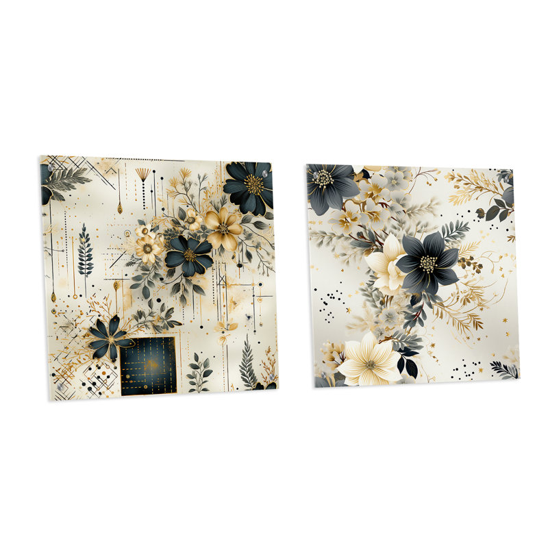 Clyda - Ensemble de 2 art mural en verre acrylique, H 36 po x l 73 po