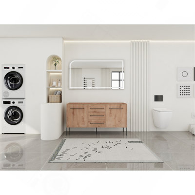Meuble-lavabo autoportant 60 po, 2 portes d'armoire à fermeture douce et 3 tiroirs - meuble-lavabo seulement