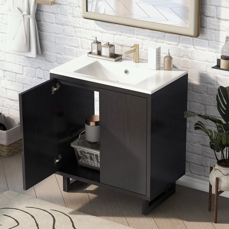 Richetts Freestanding Bathroom Cabinet, Black