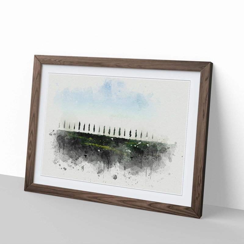 Tuscany Fields in Siena Italy in Abstract - Picture Frame Graphic Art Print, Walnut, 35cm H x 50cm W x 2cm D