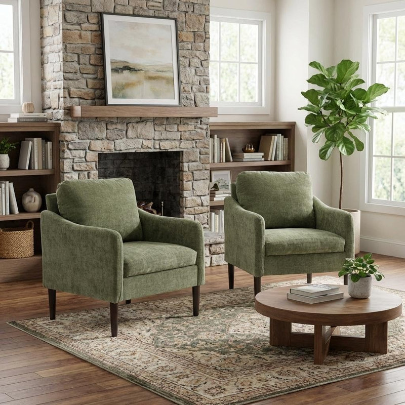 Upholstered Accent Chair, Green