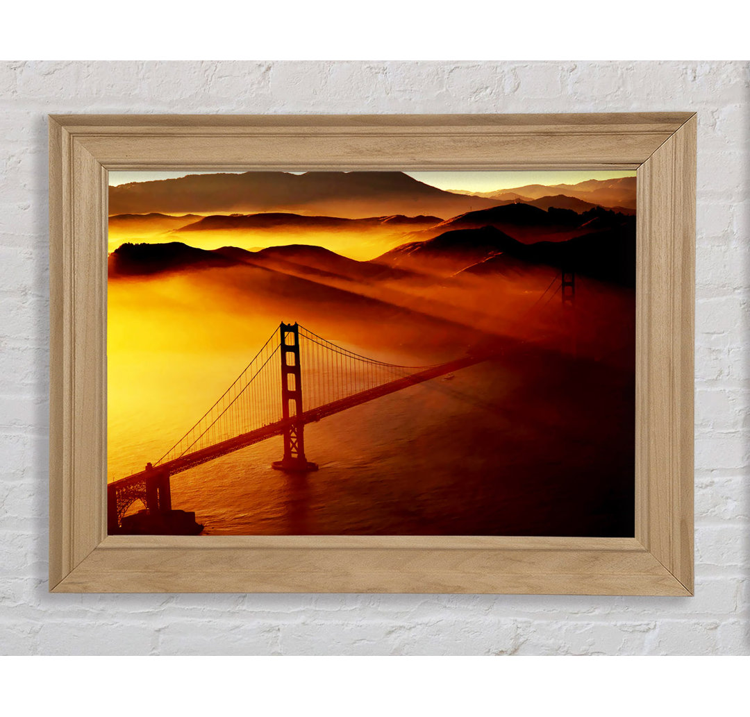 Goldon Gate Bridge Sonnenschein Nebel Morgen - Einzelne Bild Frame Kunstdrucke