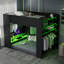 Lit superposé double en bois avec bureau, garde-robe, rangement, lumière RVB, port USB, lit mezzanine Gamer, vert