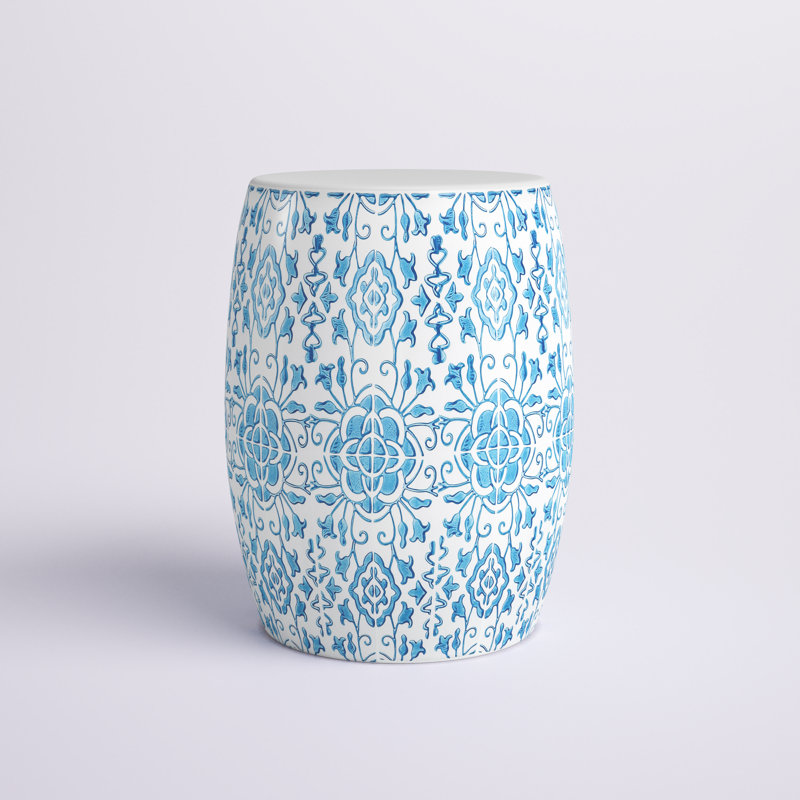 Tabouret de jardin Daignault, Bleu / blanc