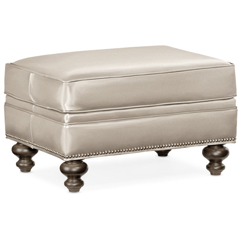 West Ottoman, Nickel, Cobblestone, Anilina Cacao Genuine Leather