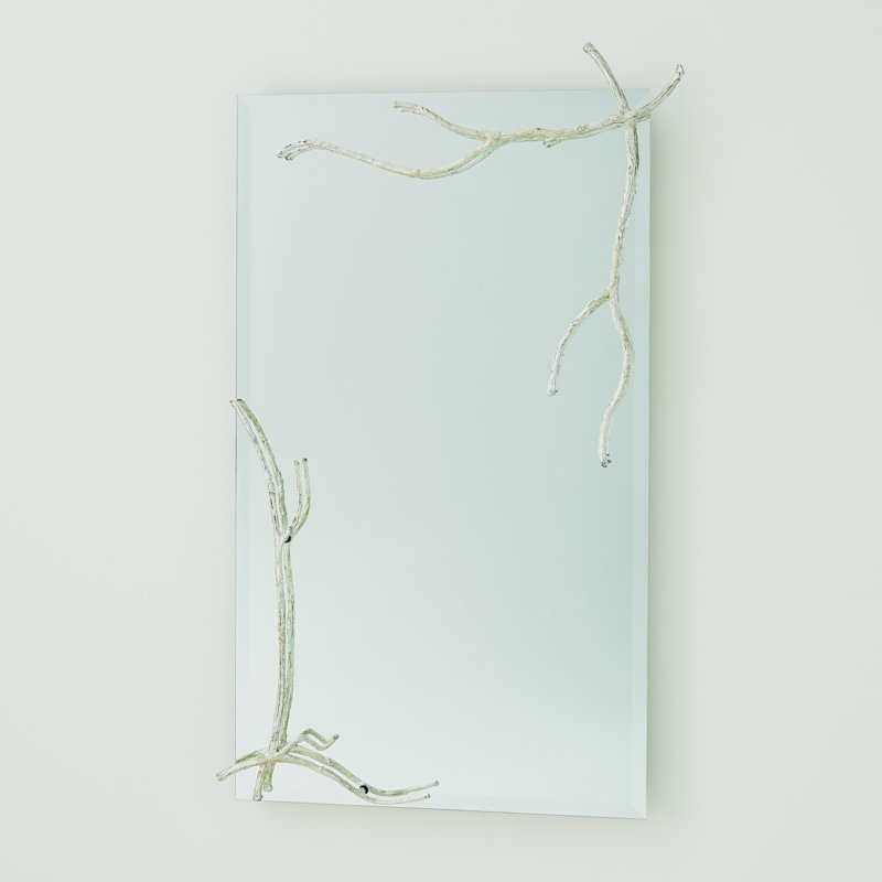 Twig Mirror-Lg, Silver leaf