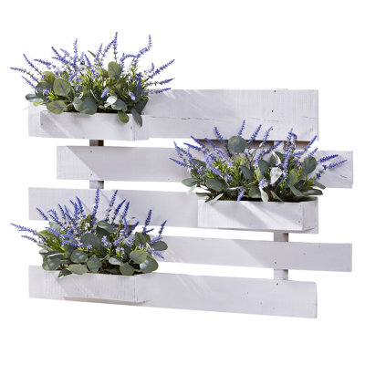 32'' Faux Lavender Plant in Solid Wood Planter