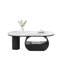 Table basse ovale luxueuse 47,24 po Luxury - plateau en faux marbre et structure en métal noir | Avec tiroir de rangement