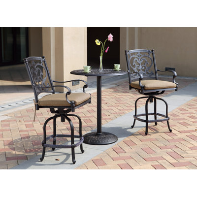 Anhar Metal Outdoor Stool with Cushion