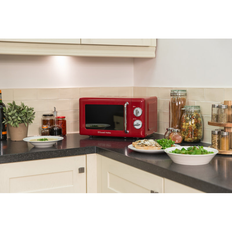 Russell Hobbs 700w 17l Retro Compact Manual Microwave, Red