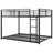 Full Over Full Metal Bunk Bed, Low Bunk Bed With Ladder, Black-112860797-112860798