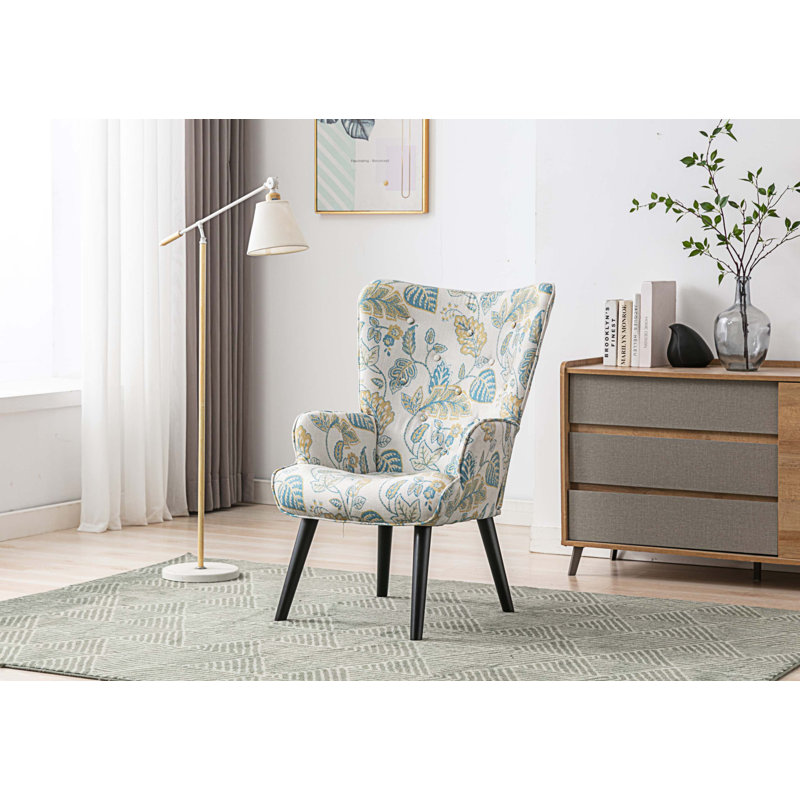 Fauteuil rembourré, Tissu feuille verte