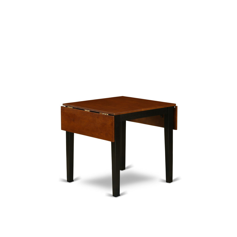 Ensemble de salle à manger en bois d'hévéa massif Maery, 3 pièces : 1 table, 2 chaises, Noir et cerise, En bois