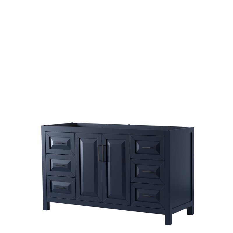 Base de meuble-lavabo de salle de bain simple 59" seulement Daria, Bleu foncé / noir mat