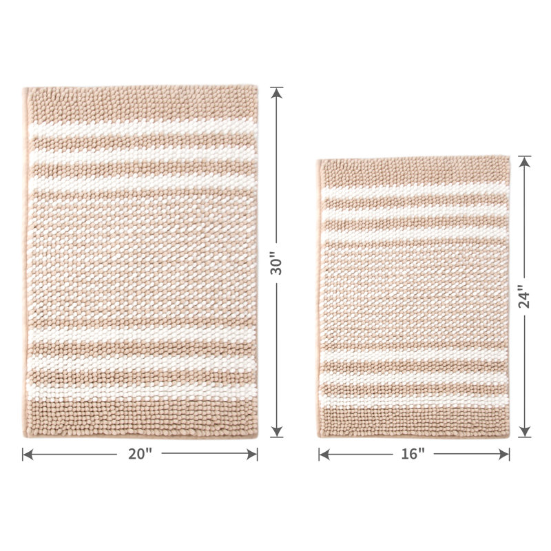 Jarrion Absorbent Non-Slip Bath Rug, Brown, 24" L x 16" W