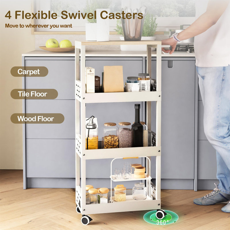 17 cm W Storage Rack, White