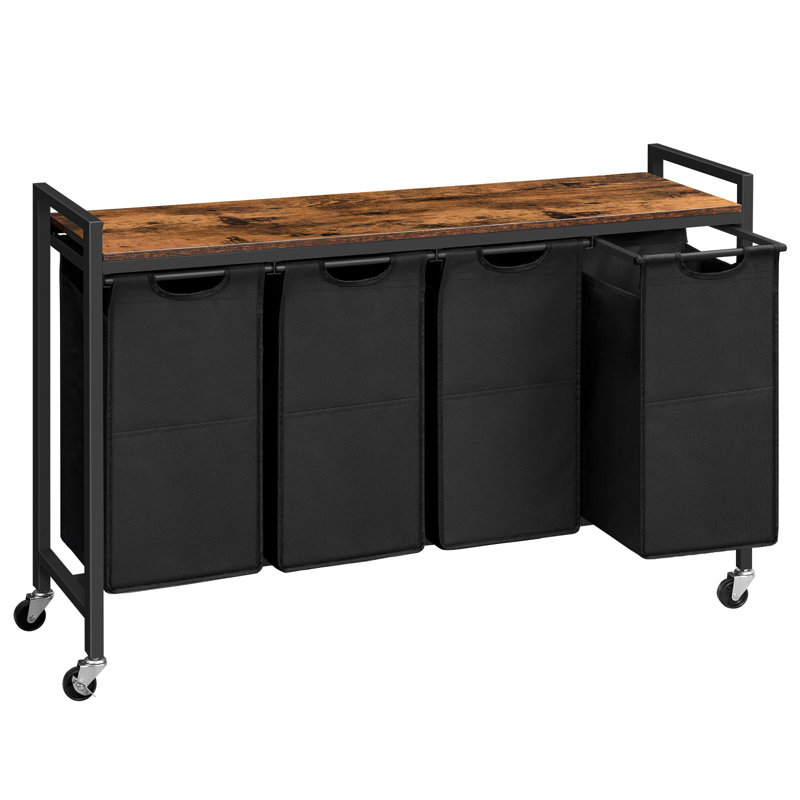 Laundry Sorter, Black/Rustic Brown