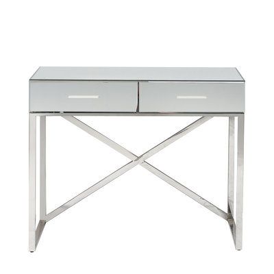 Litchfield Mirrored Glass and Silver Metal Desk