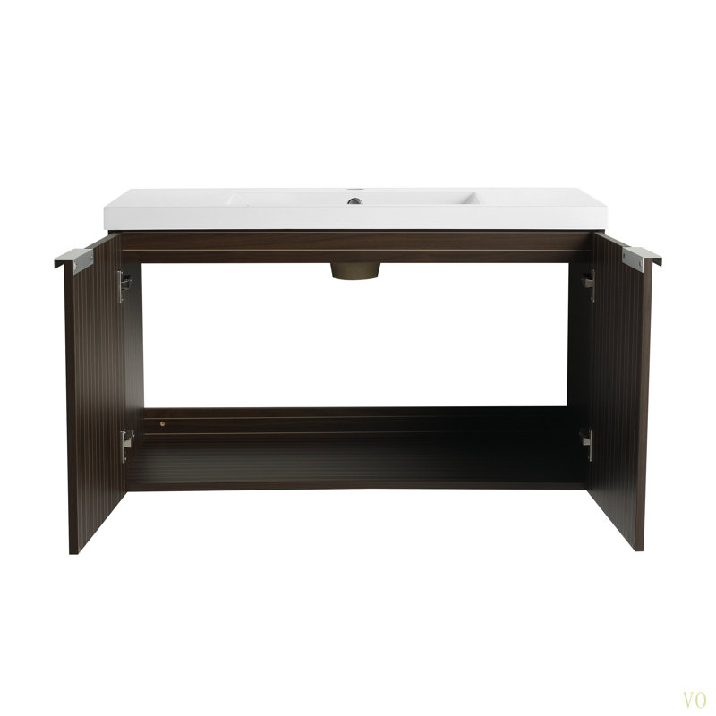 Armoire de salle de bain 36 po avec lavabo en résine, portes à fermeture douce, conception à fixation flottante