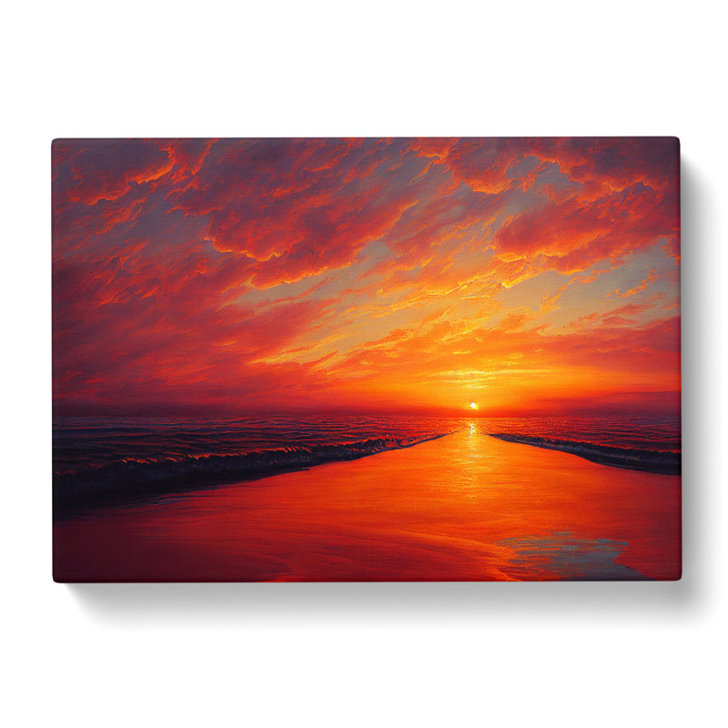 Refined Sunset Seascape - Wrapped Canvas Painting