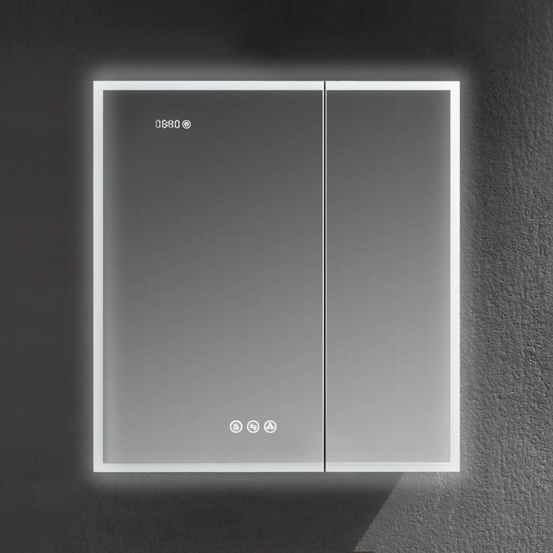 Kossivi W 32'' H Framed Medicine Cabinet with Mirror and 3 Adjustable Shelves, 32" H x 30" W x 5" D, Dual