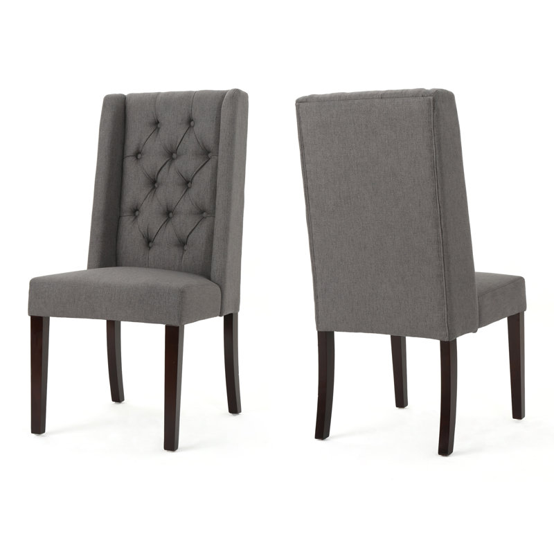 Wingback Tuft Dining Chair, Dark Gray