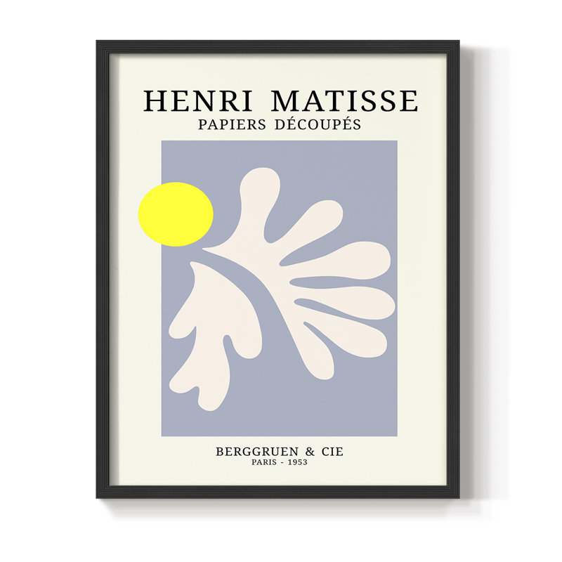 Matisse CDV III, reproduction encadrée - bois massif, Cadre simple noir, H 14 po x l 11 po