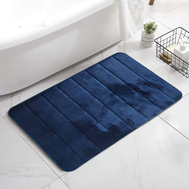Marylois Rectangle Bath Mat Memory Foam Soft Bath Mat Sleek Stripe Set 2 Piece Bathroom Contour Rug