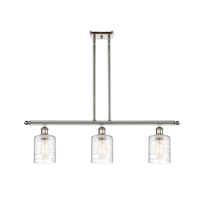 Luminaire suspendu linéaire à 3 lumières pour îlot de cuisine Karon, Ampoule non incluse, Nickel poli