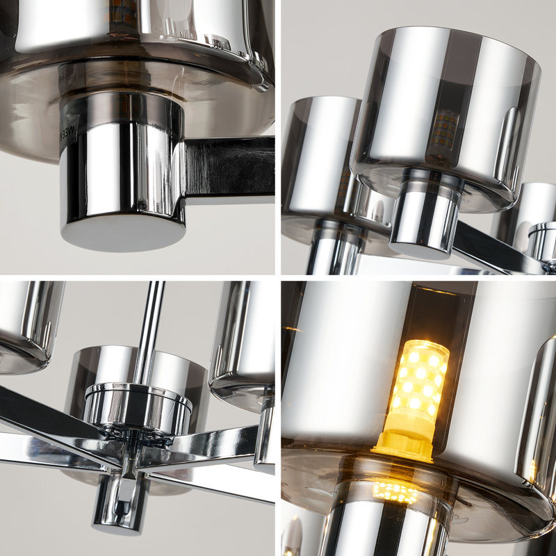 Glass Semi Flush Mount, Grey