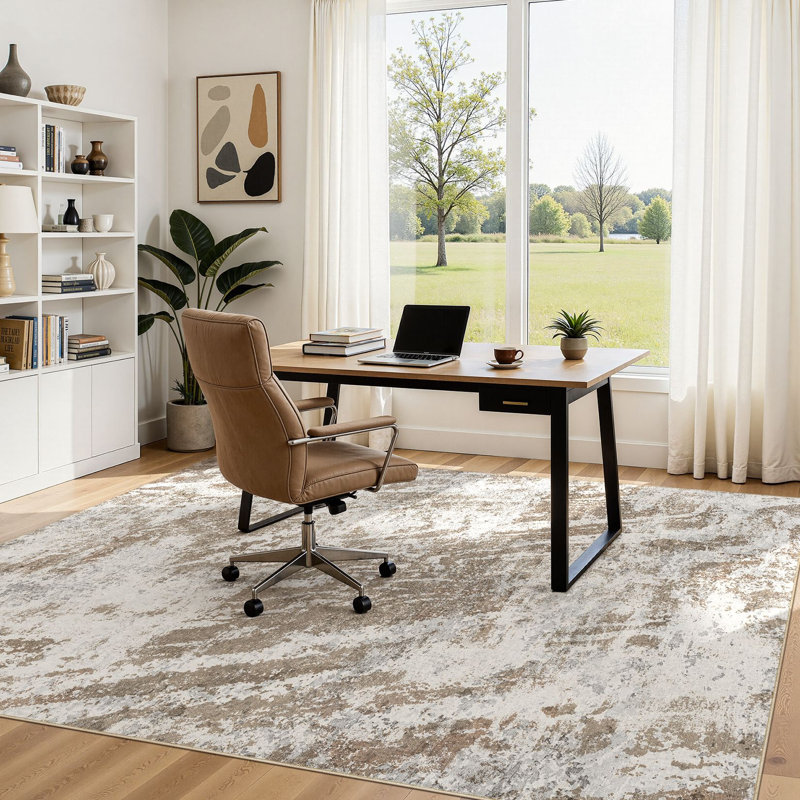 Abstract Modern Boho Area Rug Non-Shedding Low-Pile Carpet for Living Room, Bedroom, or Office, Rectangle 8' x 11'
