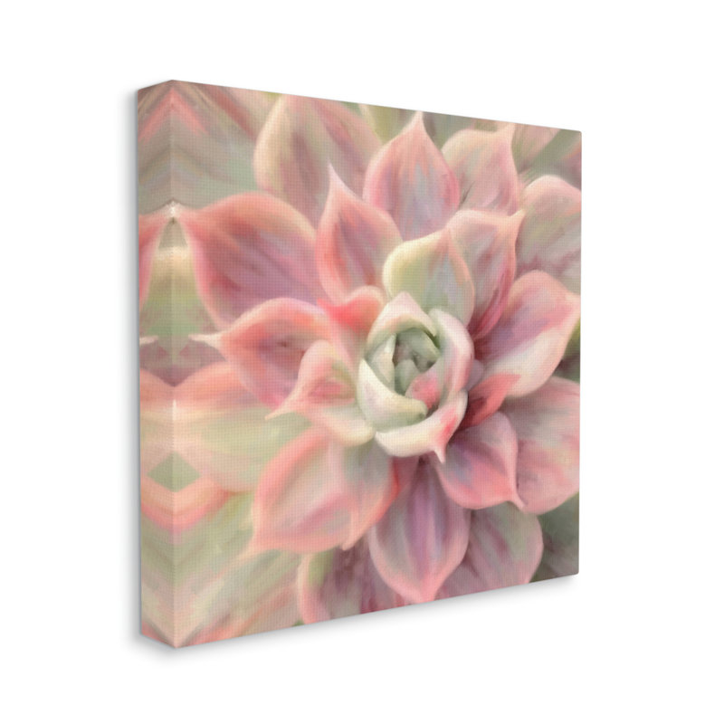 "Rose symétrique" sur toile par Amy Hall, peinture, H 17 po x l 17 po x P 1,5 po, Giclée encadrée noir minuit